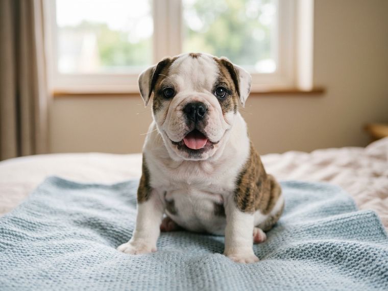 Pied British Bulldog puppy for sale in Singapore