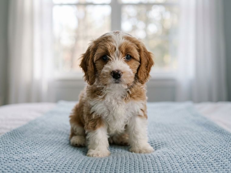 White & Brown Cavapoo puppy for sale in Singapore