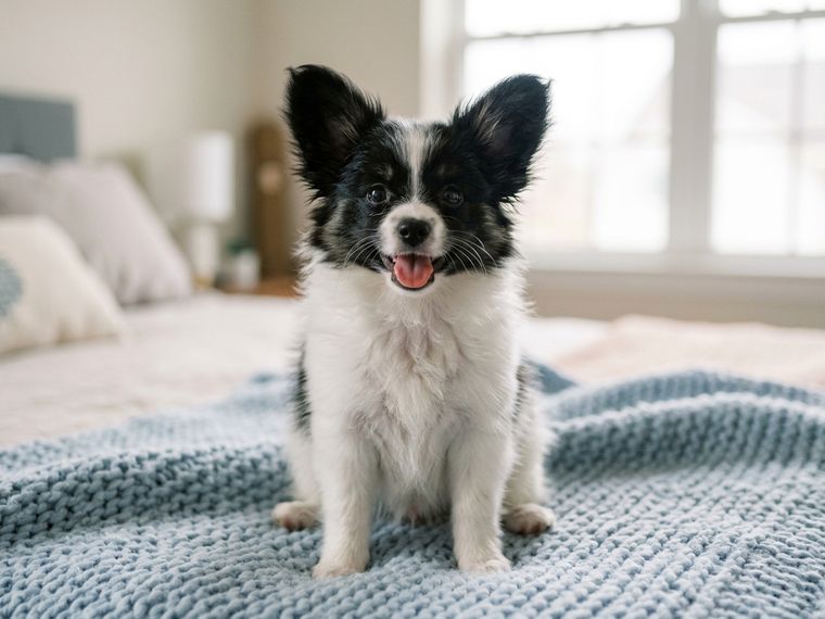 White & Black Papillon puppy for sale in Singapore
